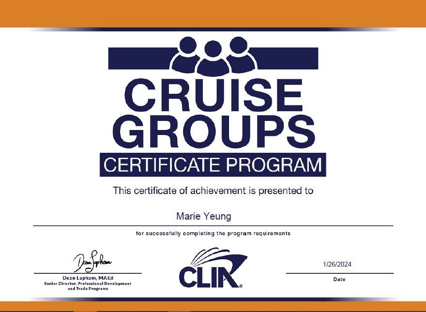 Clia Cruise Groups Certificate
